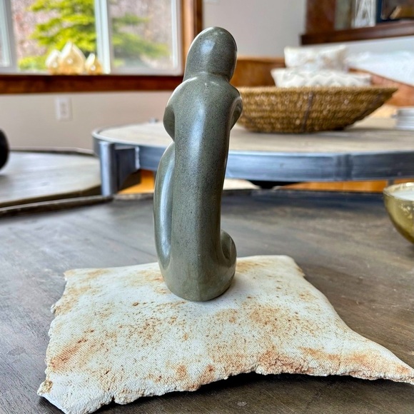 Gray Abstract Stone Sculpture with Fluid Curves - Picture 7 of 12